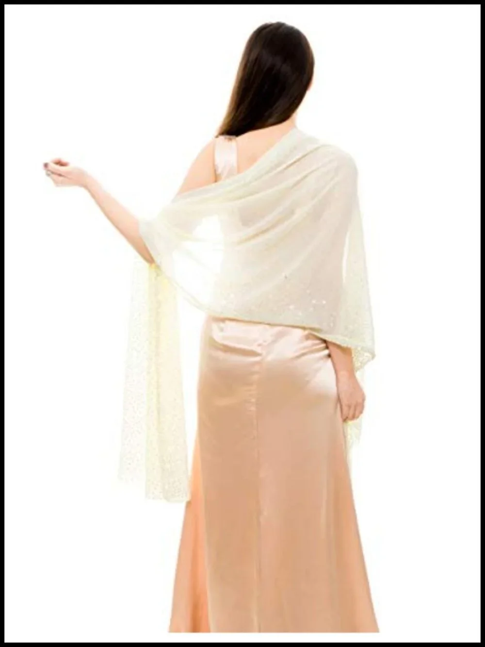 Chiffon Pashmina Shawl Rhinestones Sparkly Wrap for Evening Dresses